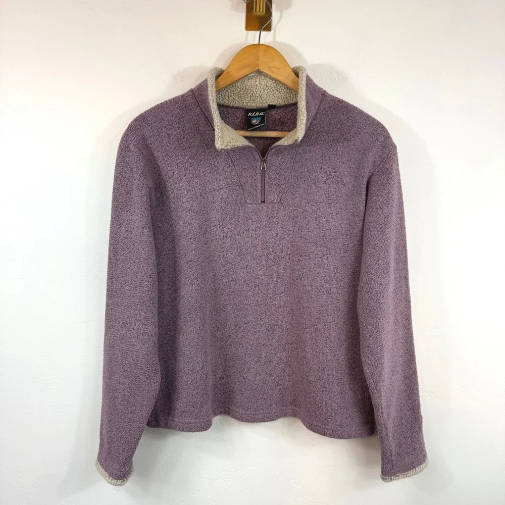 KÜHL Alfpaca Fleece Pullover Large Purple Quarter Zip Hiking Gorpcore Sherpa